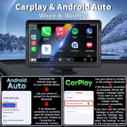 Hippcron 7inch Car Radio Wireless Carplay And Wireless Android Auto Touch Screen Multimedia Video Player With AUX USB For Camera