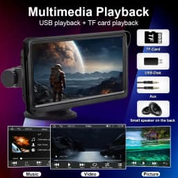 Hippcron 7inch Car Radio Wireless Carplay And Wireless Android Auto Touch Screen Multimedia Video Player With AUX USB For Camera