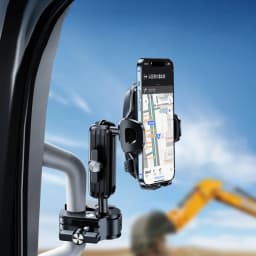 Eary Phone Mount for Car Truck Metal Arm Clip Stand for Pickup SUV Van Excavator Front Loader Handrail Holder for iPhone 18 17
