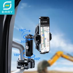 Eary Phone Mount for Car Truck Metal Arm Clip Stand for Pickup SUV Van Excavator Front Loader Handrail Holder for iPhone 18 17