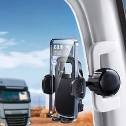 Eary Phone Mount for Car Truck Metal Arm Clip Stand for Pickup SUV Van Excavator Front Loader Handrail Holder for iPhone 18 17