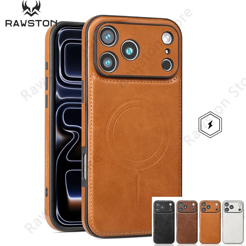 Luxury Strong Magnetic Leather Case for Apple iPhone 18 17 Pro Max 16 15 14 Plus 13 12 18Pro Wireless Shockproof MagSafe Cover