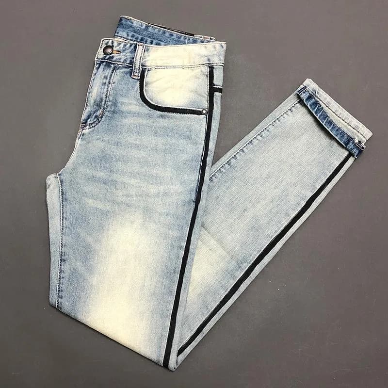 Spring and Autumn New Fashion Trend Solid Color Straight Leg Stretch Denim Jeans Men's Casual Sports Vintage High Quality Jeans