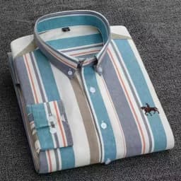 Plus Size 6XL 100% Cotton Korean Fashion Long-Sleeve Shirts for Men Slim Fit Formal Plain Shirt Striped Houndstooth Plaid Clothe