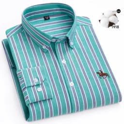 Plus Size 6XL 100% Cotton Korean Fashion Long-Sleeve Shirts for Men Slim Fit Formal Plain Shirt Striped Houndstooth Plaid Clothe