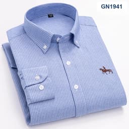 Plus Size 6XL 100% Cotton Korean Fashion Long-Sleeve Shirts for Men Slim Fit Formal Plain Shirt Striped Houndstooth Plaid Clothe