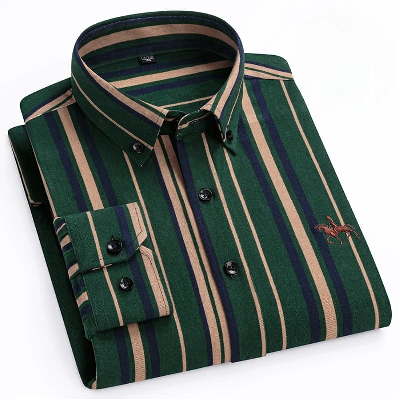 Plus Size 6XL 100% Cotton Korean Fashion Long-Sleeve Shirts for Men Slim Fit Formal Plain Shirt Striped Houndstooth Plaid Clothe