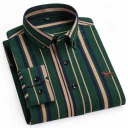 Plus Size 6XL 100% Cotton Korean Fashion Long-Sleeve Shirts for Men Slim Fit Formal Plain Shirt Striped Houndstooth Plaid Clothe