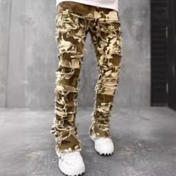Punk Street Style Ripped Skinny Jeans Men Vintage Wash Solid Denim Trouser Mens Casual Slim Fit Pencil Denim Holes Pants 2024