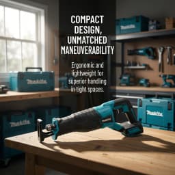 Makita 18V Brushless Cordless Reciprocating Saw Portable Power Tool with 4 Saw Blades for Wood Metal and Pipe Cutting