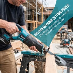 Makita 18V Brushless Cordless Reciprocating Saw Portable Power Tool with 4 Saw Blades for Wood Metal and Pipe Cutting