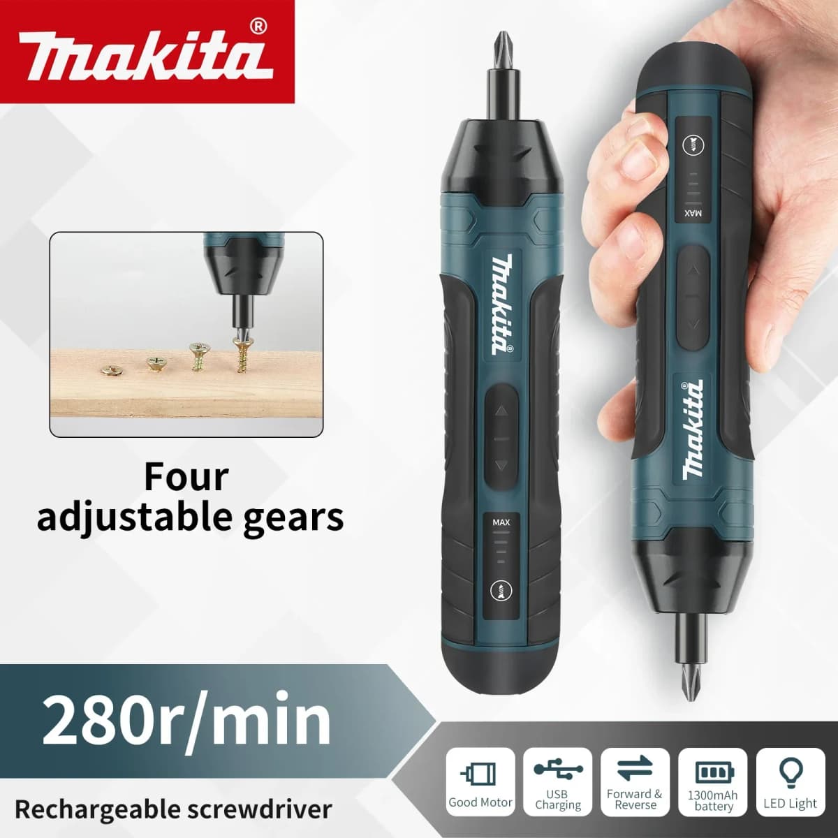Makita HT422 3.6V Electric Screwdriver 280RPM 1/4 Inch Chuck Forward Reverse Switch Portable Design for Furniture Assembly tools