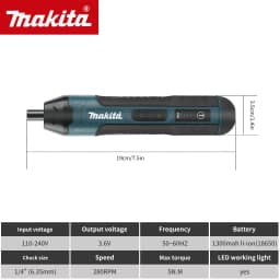 Makita HT422 3.6V Electric Screwdriver 280RPM 1/4 Inch Chuck Forward Reverse Switch Portable Design for Furniture Assembly tools