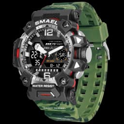 SMAEL 8072 Men's Analog Digital Dual Display Sport Watch - 50M Waterproof LED Backlight Alarm Stopwatch Chronograph Dual Time Zo