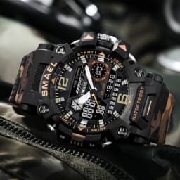 SMAEL 8072 Men's Analog Digital Dual Display Sport Watch - 50M Waterproof LED Backlight Alarm Stopwatch Chronograph Dual Time Zo