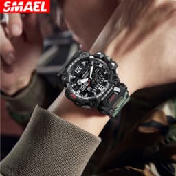 SMAEL 8072 Men's Analog Digital Dual Display Sport Watch - 50M Waterproof LED Backlight Alarm Stopwatch Chronograph Dual Time Zo
