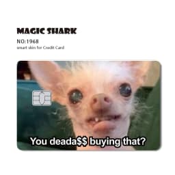 Magic Shark Funny Football Money Meme Skull Shopping 3M Waterproof Skin Sticker Film Skin for Debit Metro Credit Card Front Side