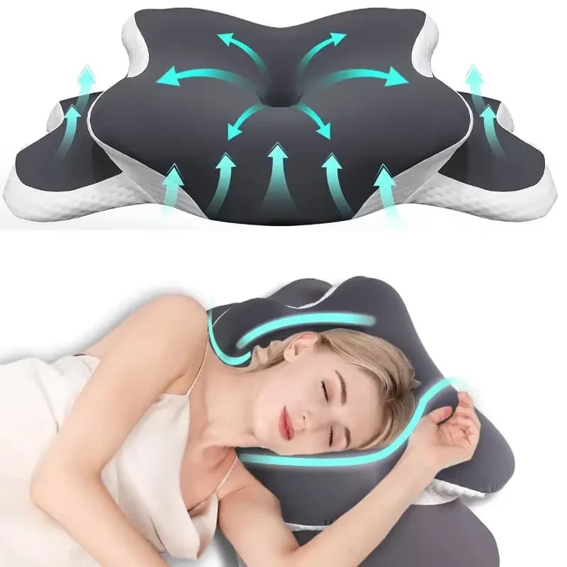 Butterfly Shaped Special Design Memory Foam Cervical Pillow Skin-friendly Comfortable Washable Neck Support Pillow