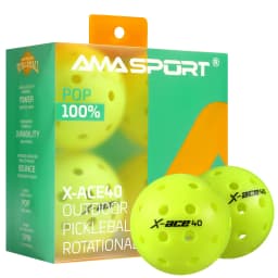 AMA Sport X-ACE Pickleballs 40 Hole Outdoor Pickleball Balls Crack Resistant ONE Piece Balls 100% POP-Optic Yellow