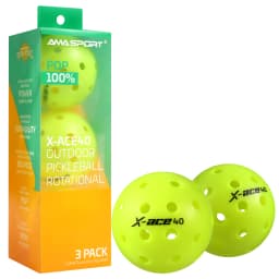 AMA Sport X-ACE Pickleballs 40 Hole Outdoor Pickleball Balls Crack Resistant ONE Piece Balls 100% POP-Optic Yellow