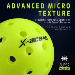 AMA Sport X-ACE Pickleballs 40 Hole Outdoor Pickleball Balls Crack Resistant ONE Piece Balls 100% POP-Optic Yellow