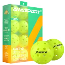 AMA Sport X-ACE Pickleballs 40 Hole Outdoor Pickleball Balls Crack Resistant ONE Piece Balls 100% POP-Optic Yellow