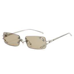 New Rimless Sunglasses Women Rectangle Stylish Y2K Personality Brand Designer UV400 Shades Cool Metal Starburst Decoration