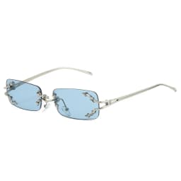 New Rimless Sunglasses Women Rectangle Stylish Y2K Personality Brand Designer UV400 Shades Cool Metal Starburst Decoration