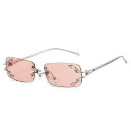New Rimless Sunglasses Women Rectangle Stylish Y2K Personality Brand Designer UV400 Shades Cool Metal Starburst Decoration