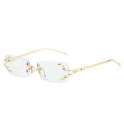 New Rimless Sunglasses Women Rectangle Stylish Y2K Personality Brand Designer UV400 Shades Cool Metal Starburst Decoration