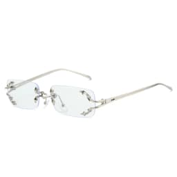 New Rimless Sunglasses Women Rectangle Stylish Y2K Personality Brand Designer UV400 Shades Cool Metal Starburst Decoration
