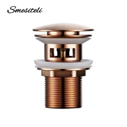 Smesiteli Bathroom Bath Pop Up Drain Stopper Rose Gold Polished Anti-Corrosion Durable With OverFlow Hole Basin Sewer Plug
