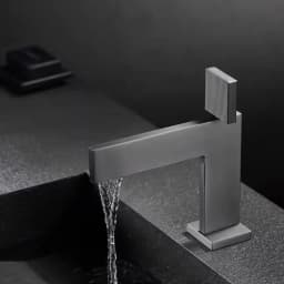 Brushed Gold Bathroom Faucet Brass Bathroom Basin Faucet Cold And Hot Water Mixer Sink Tap Single Handle Deck Mounted Grey Tap