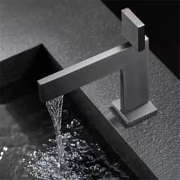 Brushed Gold Bathroom Faucet Brass Bathroom Basin Faucet Cold And Hot Water Mixer Sink Tap Single Handle Deck Mounted Grey Tap