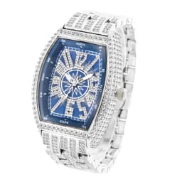 Luxury Men Crystal Watch Bling Iced-Out Tonneau Gold Watches Fashion Diamond Quartz Analog Clock With Stainless Steel Bracelet