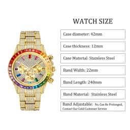 MISSFOX Blingbling Wristwatch For Men Luxury Colour Diamond Calendar Quartz Watch Hip Hop Fashion Waterproof Man Clock Hot Sale