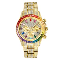 MISSFOX Blingbling Wristwatch For Men Luxury Colour Diamond Calendar Quartz Watch Hip Hop Fashion Waterproof Man Clock Hot Sale