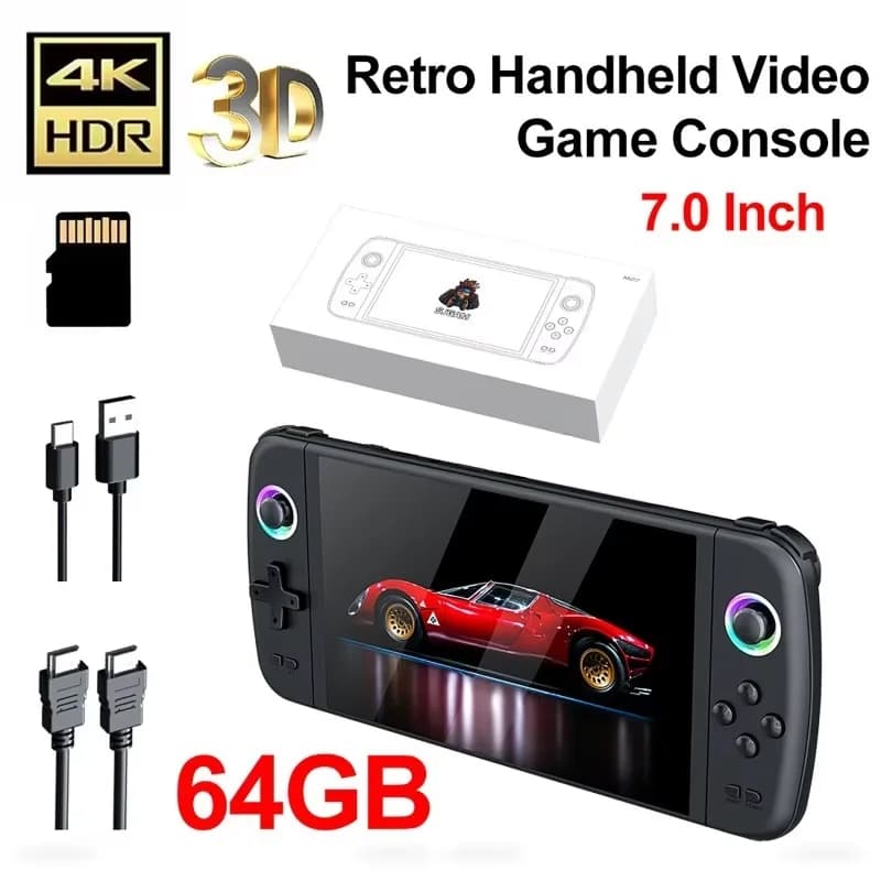 HD M27 Game Console Portable Pocket Retro Handheld Video Game Console 7.0" IPS Screen 1024*600 Display RGB light Support Emelec
