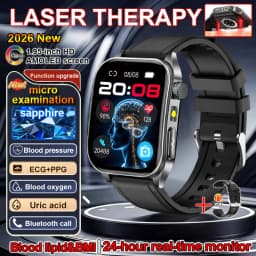 New Health Managed 650nm Laser Smart Watch Sapphire Health Measure Blood Oxygen Pressure Uric Acid Call ECG+PPG Smartwatch Men