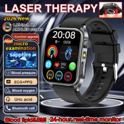 New Health Managed 650nm Laser Smart Watch Sapphire Health Measure Blood Oxygen Pressure Uric Acid Call ECG+PPG Smartwatch Men