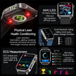 New Health Managed 650nm Laser Smart Watch Sapphire Health Measure Blood Oxygen Pressure Uric Acid Call ECG+PPG Smartwatch Men