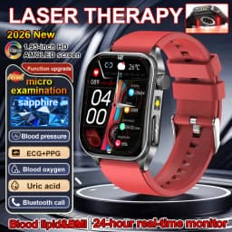 New Health Managed 650nm Laser Smart Watch Sapphire Health Measure Blood Oxygen Pressure Uric Acid Call ECG+PPG Smartwatch Men