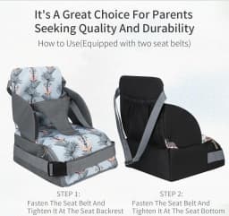 Portable Baby Booster Seat Diaper Bag Travel Toddler Convenient Cushion Kid Chair Washable Straps Safety Buckle Muti-functional