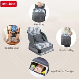 Portable Baby Booster Seat Diaper Bag Travel Toddler Convenient Cushion Kid Chair Washable Straps Safety Buckle Muti-functional