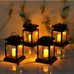 Solar Candle Lantern IP44 Waterproof Hanging Lantern Light Auto ON/OFF Solar Landscape Light for Garden Path Yard Patio Driveway