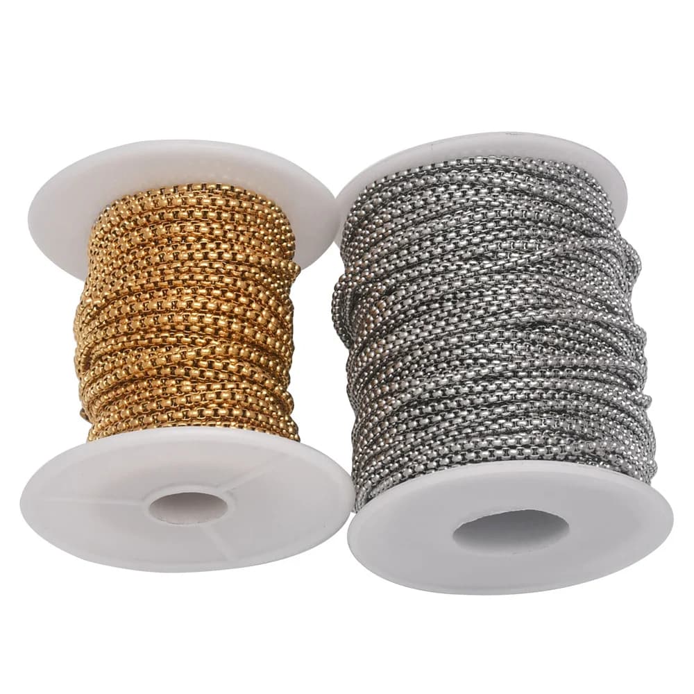 2mm/3mm Stainless Steel Box Chain Square Rolo Cable Wheat Chain For Diy Necklace Braclet Jewelry Making