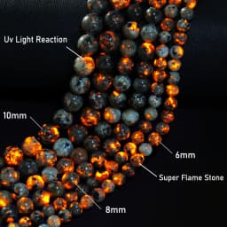Natural Stone Round Flame Stone Beads Yooperlite Fire Sodalite Loose Spacer Beads for Jewelry Making DIY Bracelets Necklace 15''