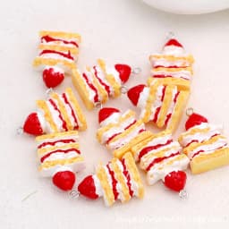 10pcs 3D Strawberry Cake Charms Cute Resin Pendants for Jewelry Making Handmade Earrings Bracelet Necklace Key Chain Accessories