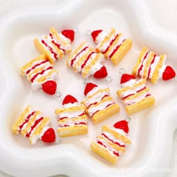 10pcs 3D Strawberry Cake Charms Cute Resin Pendants for Jewelry Making Handmade Earrings Bracelet Necklace Key Chain Accessories