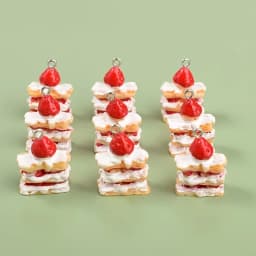 10pcs 3D Strawberry Cake Charms Cute Resin Pendants for Jewelry Making Handmade Earrings Bracelet Necklace Key Chain Accessories